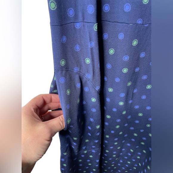 Gudrun Sjoden Navy Polka Dot Sleeveless 100% Modal Dress Size Small One Pocket - Picture 2 of 11